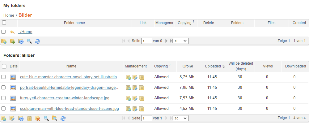 Die 📂 Datei Verwaltung des Hoster turbobit.net